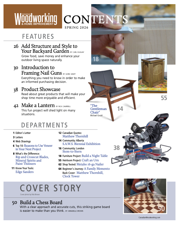 Canadian Woodworking spring 2026 contents