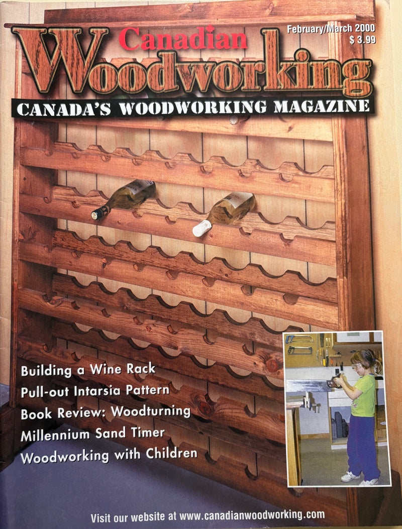 Cover of Canadian Woodworking magazine featuring a wine rack and woodworking activities.