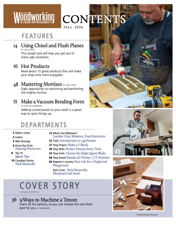 Canadian Woodworking fall 2026 contents